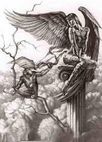 云雾美丽天使纹身图案