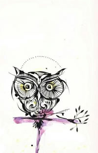 素描猫头鹰纹身图案