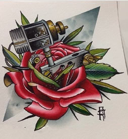彩色个性纹身机玫瑰纹身图案