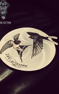 蜂鸟纹身手稿图案