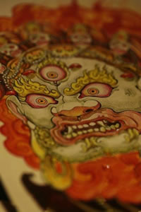 彩色宗教不动明王纹身手稿图