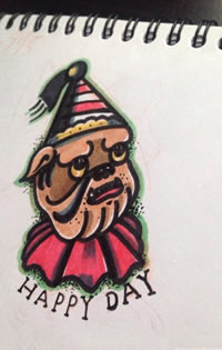 彩色卡通小丑纹身图案