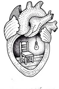 黑灰心脏纹身手稿图案