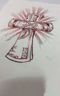 个性十字架纹身手稿图案