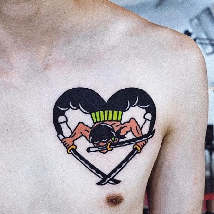 国外几张简约小清新桃心形纹身图案作品