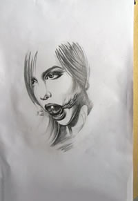 美女含珠头像纹身图案手稿