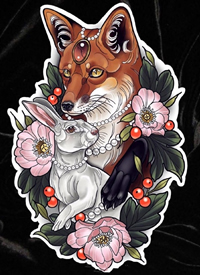 一组18张漂亮的欧美newschool动物纹身手稿图案