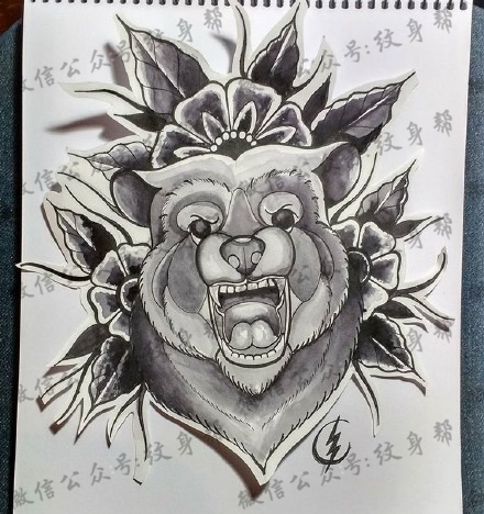 一组24张优秀的newschool黑灰未上色纹身手稿图案