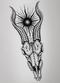 一组12张暗黑羚角纹身手稿图案素材