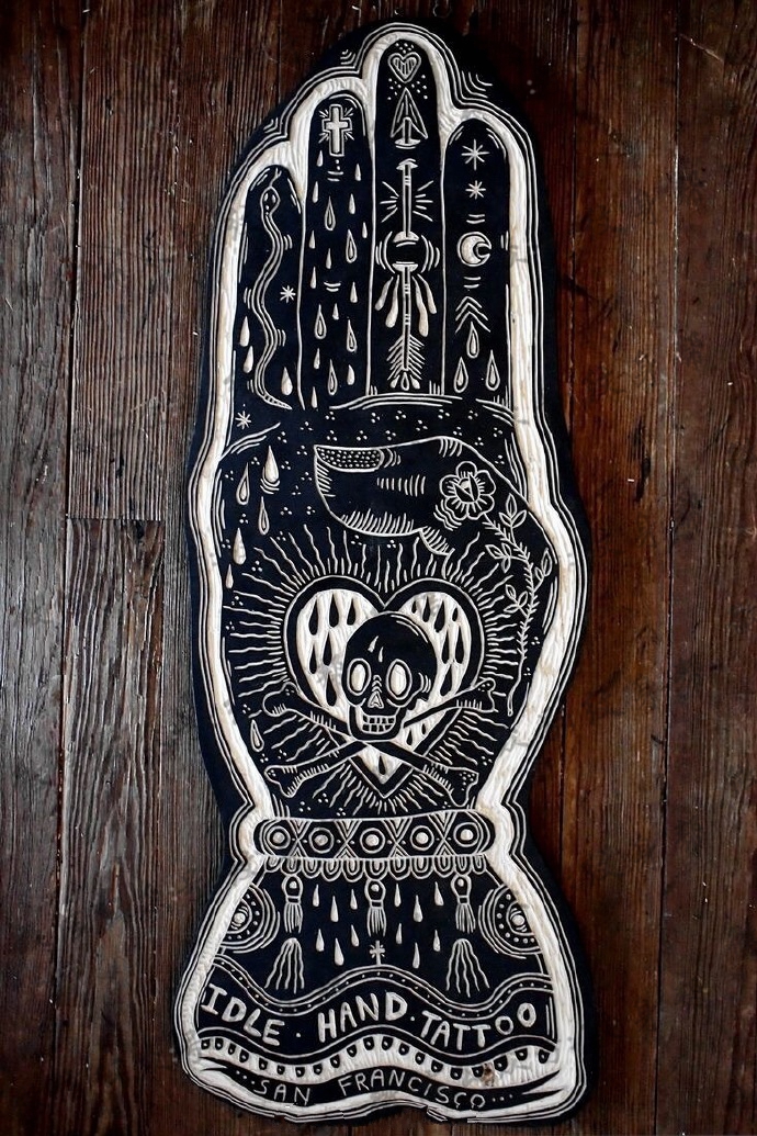 一套27张黑色版画风格纹身手稿