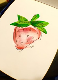 草莓手稿—一组简约小清新9张草莓纹身手稿图案素材