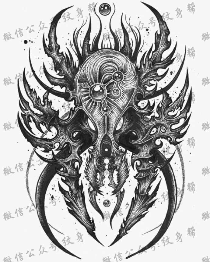 创意暗黑设计稿--一组27张国外优秀的暗黑纹身手稿图案