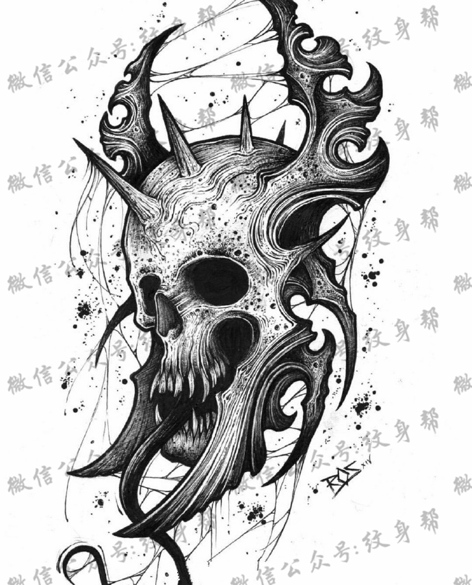 创意暗黑设计稿--一组27张国外优秀的暗黑纹身手稿图案