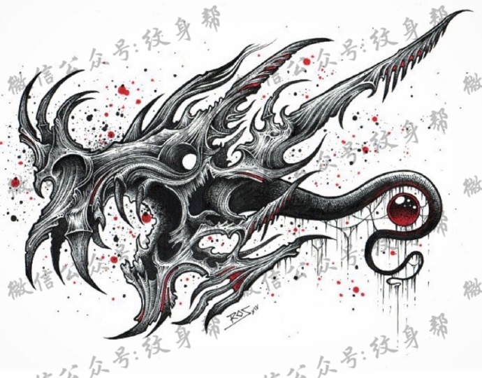 创意暗黑设计稿--一组27张国外优秀的暗黑纹身手稿图案