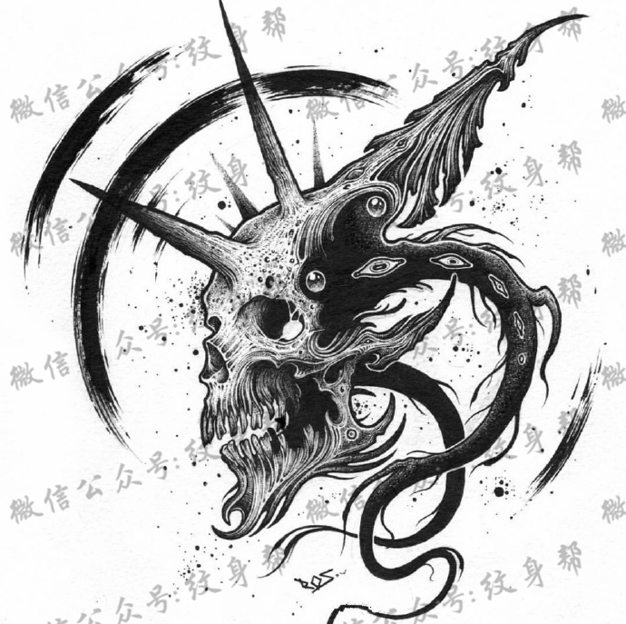 创意暗黑设计稿--一组27张国外优秀的暗黑纹身手稿图案