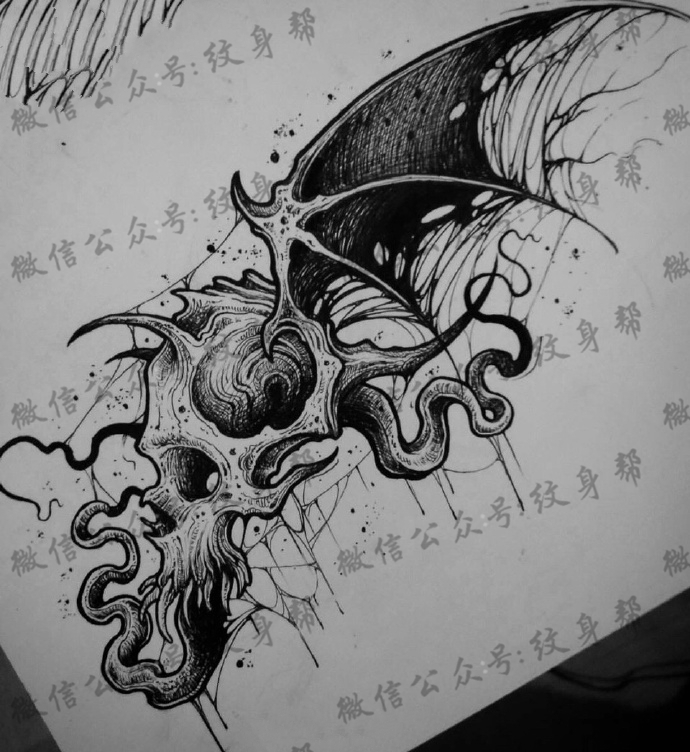 创意暗黑设计稿--一组27张国外优秀的暗黑纹身手稿图案