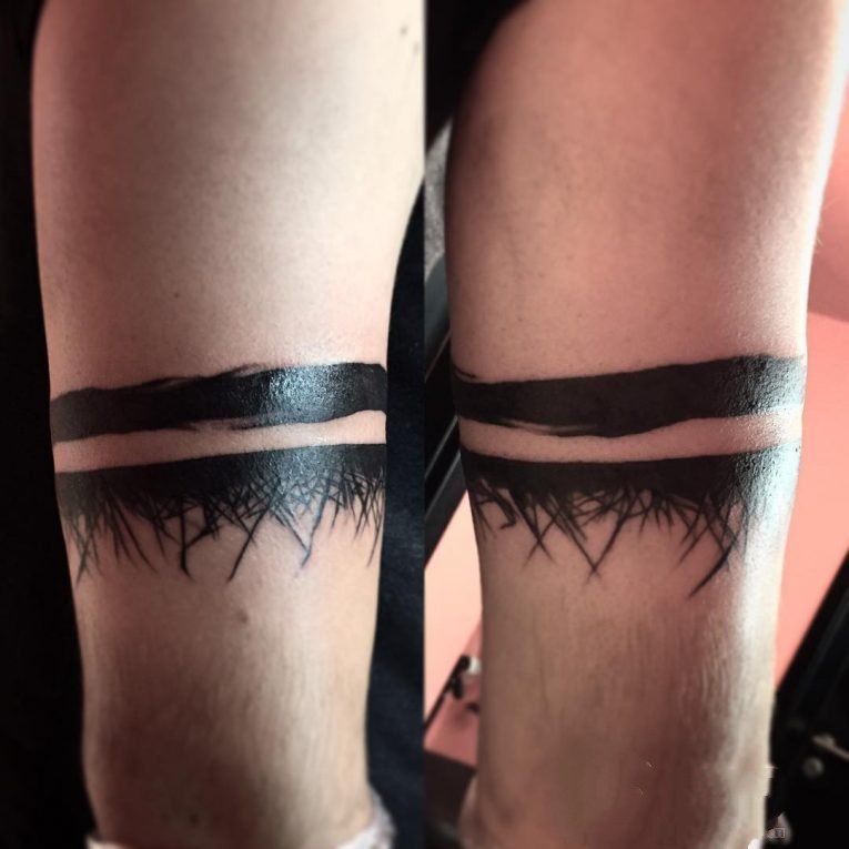 手臂纹身素材 多款黑灰纹身点刺技巧手臂线条纹身图案