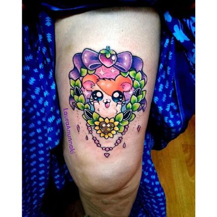 一组彩色卡哇伊纹身图案作品图片