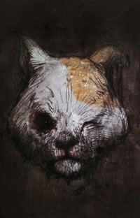 冷淡静默猫头纹身图案手稿