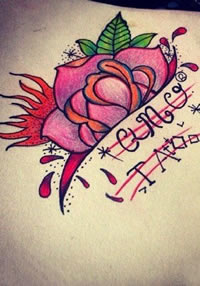 彩色花字母纹身手稿图片