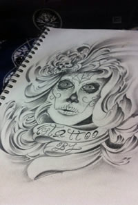 死亡女郎字母纹身手稿图片