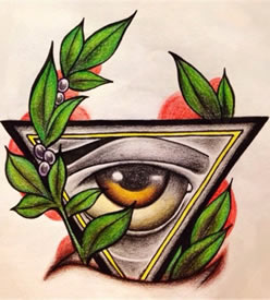 彩色树叶上帝之眼纹身图片