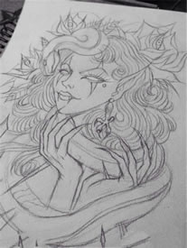 女郎蛇纹身手稿图片