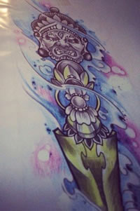 宗教彩色金刚杵纹身手稿图片