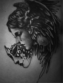 面具女郎纹身手稿图片