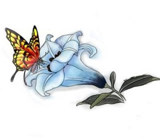 优雅唯美蝶恋花纹身图案