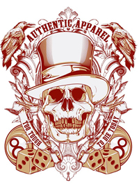 骷髅纹身手稿—一组17张戴帽子的骷髅纹身手稿图案素材