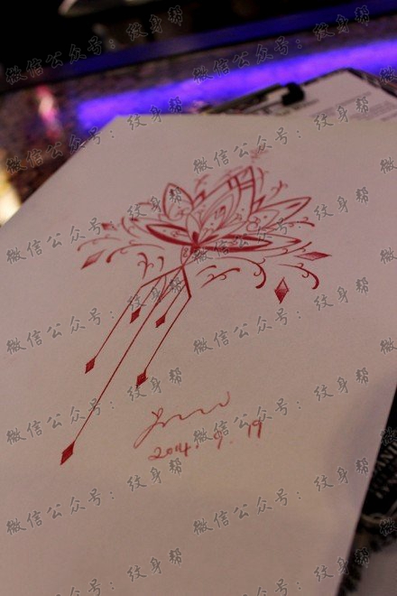 梵花莲花纹身手稿图片