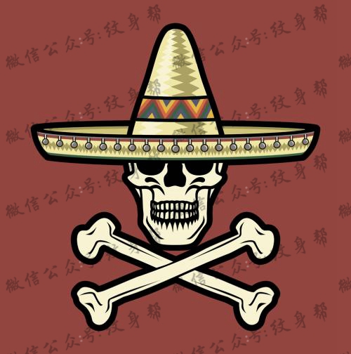 骷髅纹身手稿—一组17张戴帽子的骷髅纹身手稿图案素材