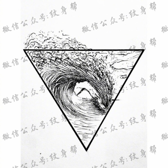 海浪花手稿—一组15张海浪浪花纹身手稿图案图片