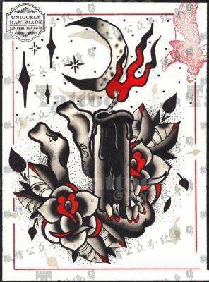 蜡烛手稿_一组11张蜡烛纹身手稿图案欣赏