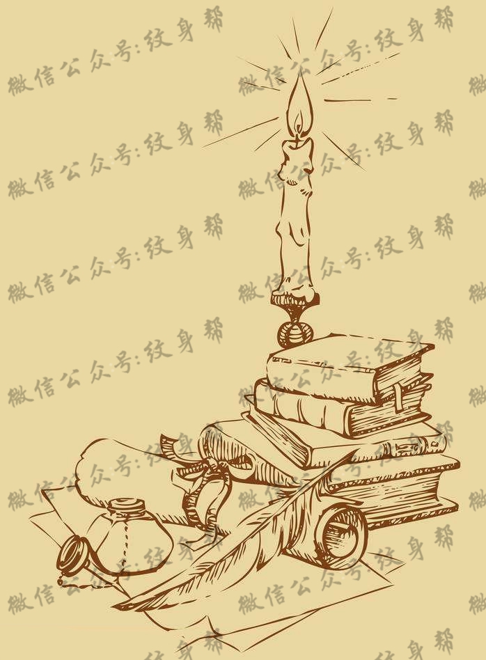 蜡烛手稿_一组11张蜡烛纹身手稿图案欣赏