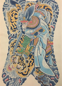 日式满背纹身手稿_一组9张日式老传统纹身手稿图案