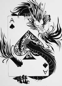扑克牌纹身手稿_一套27张扑克牌元素纹身手稿图案