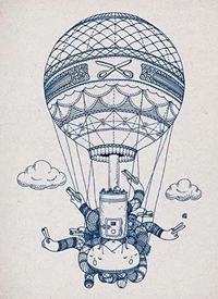 热气球纹身手稿_一组热气球手稿纹身图案