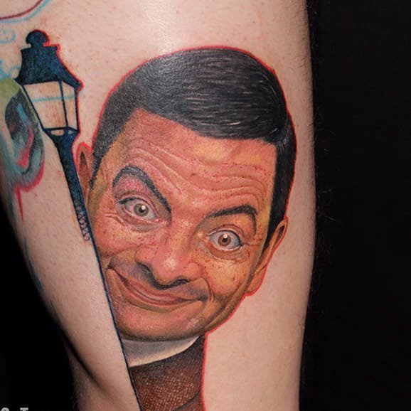 人物肖像纹身 有趣的喜剧艺人憨豆先生纹身图案