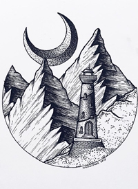 山脉纹身手稿_一组14张山脉风景几何设计手稿纹身图案