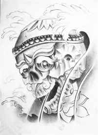 传统黑灰嘎巴拉纹身手稿图案