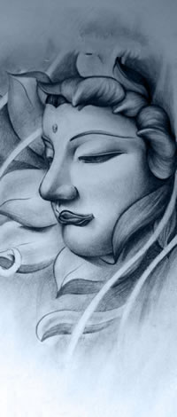 静谧端庄佛纹身图案手稿