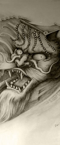 霸气侧漏龙王纹身图案手稿