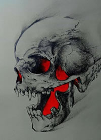 吓人恐怖骷髅头纹身图案手稿