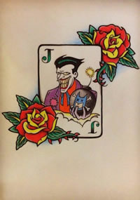 精致邪恶扑克J纹身图案手稿