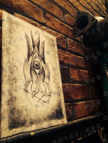 霸气酷帅双头燕纹身图案手稿