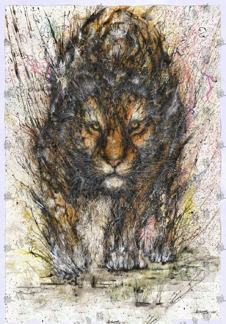 霸气逼真老虎纹身图案手稿