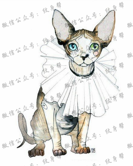 可爱小狗纹身图案手稿