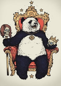 卡哇伊呆萌熊猫纹身图案手稿